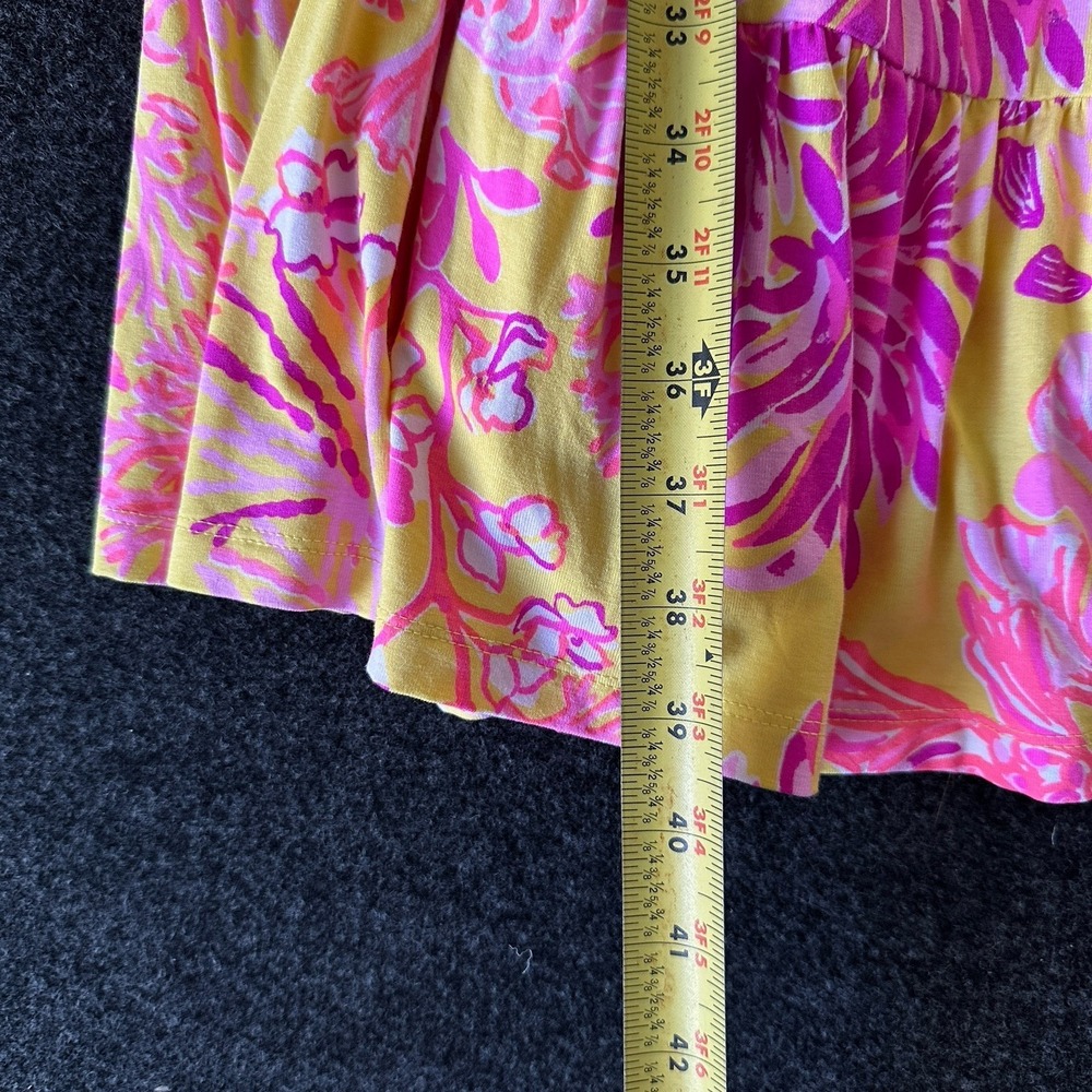 Lilly Pulitzer Folly Floral Wrap Dress Calla Yellow Floral Resort Sz XL Jersey - Picture 6 of 7